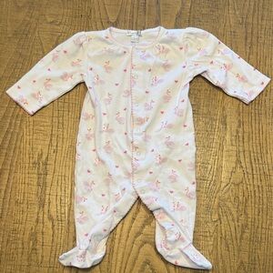 Kissy Kissy White Footed One-Piece with Pink Swan Print